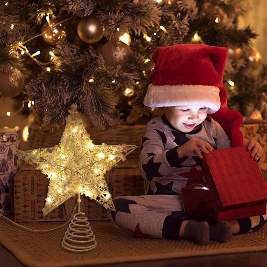 star treeです XZXWZX Christmas Tree Topper, LED Star Treetop with Golden